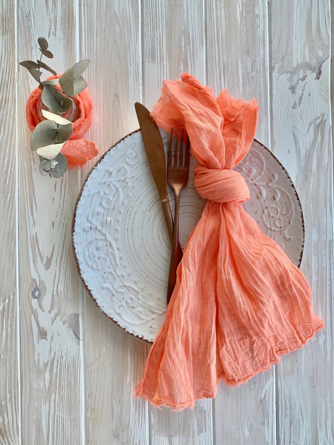 Coral Pink cheese cloth rustic napkins beach wedding gauze Etsy