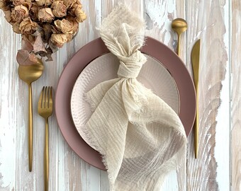 White Sand color cheese cloth napkins, bundle set custom cloth dinner gauze napkins, Cotton napkins country wedding, cheesecloth napkin bulk