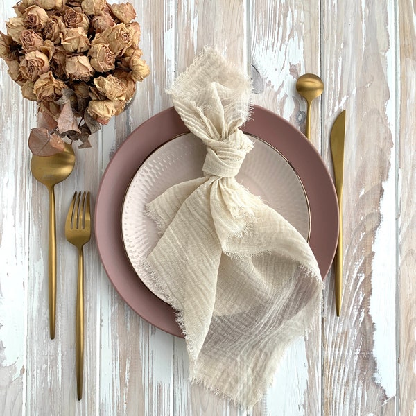 White Sand color cheese cloth napkins, bundle set custom cloth dinner gauze napkins, Cotton napkins country wedding, cheesecloth napkin bulk