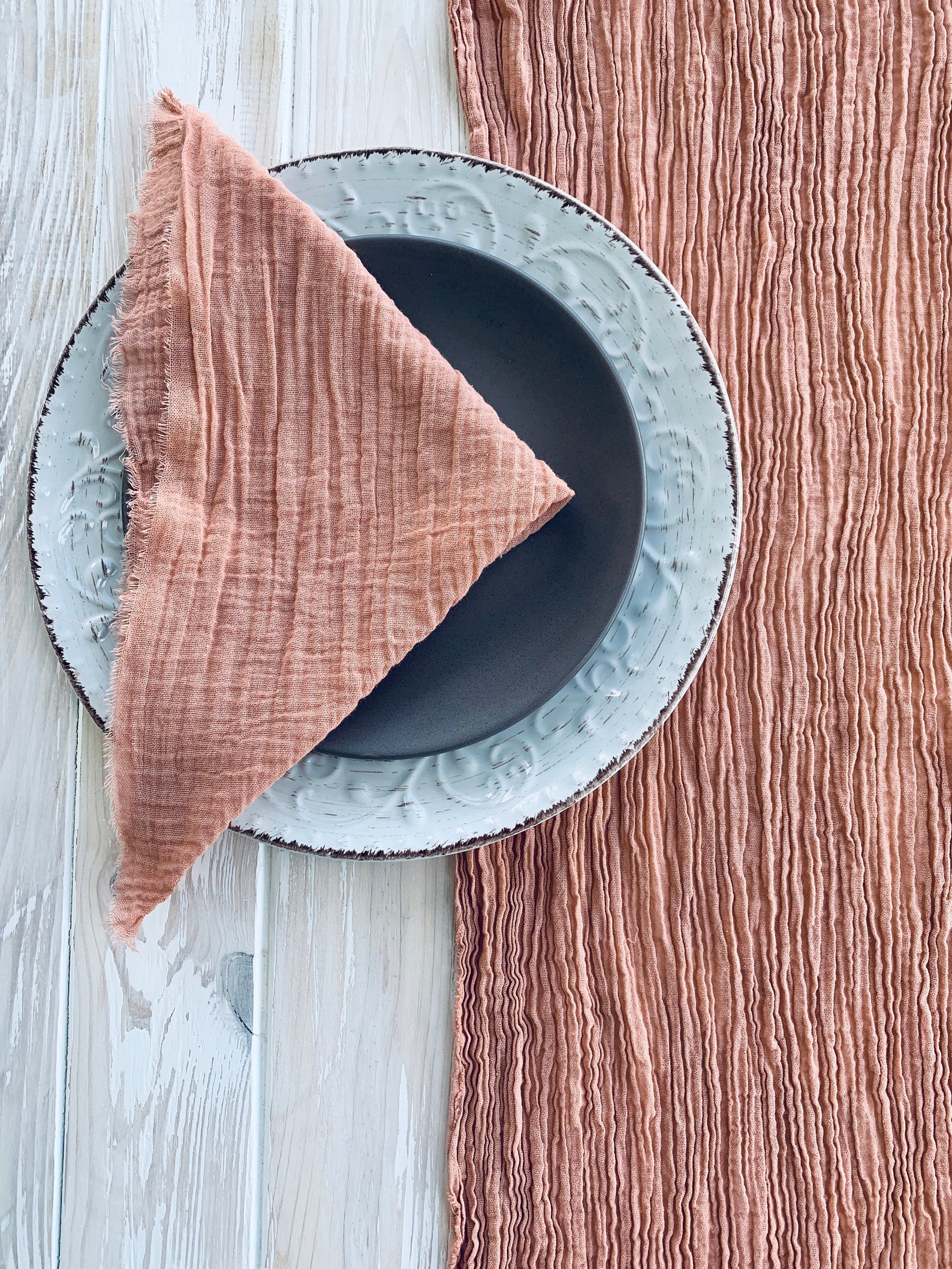 Coffee Pink colored cheese cloth decor table runner boho with Etsy