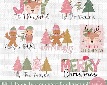 Cute Christmas PNG Designs | Pink Christmas PNG Sublimation Bundle | Modern Christmas | Girls Christmas PNG | Digital File only