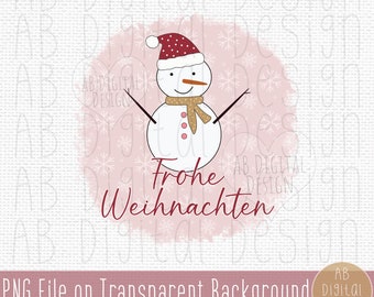 Frohe Weihnachten PNG Design | Cute Snowman Sublimation Design | German Christmas PNG | Digital File only