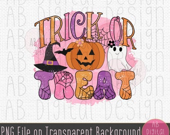 Süßes oder Saures PNG Design | Kinder Rosa Halloween Sublimationsentwurf | Niedliche Kinder Mädchen Halloween PNG | Nur als digitaler Download erhältlich