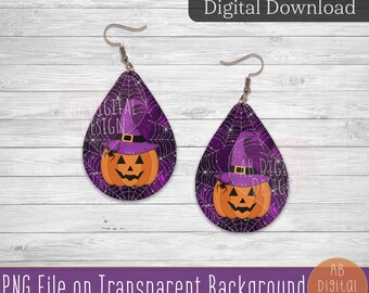Halloween Ohrring PNG Design für Sublimation | Süßer Halloween Tropfen Ohrring PNG | Digitaler Download