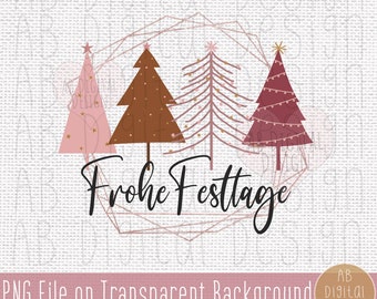 Frohe Festtage PNG Design | Christmas Tree Sublimation Design | Happy Holidays PNG | Digital File only