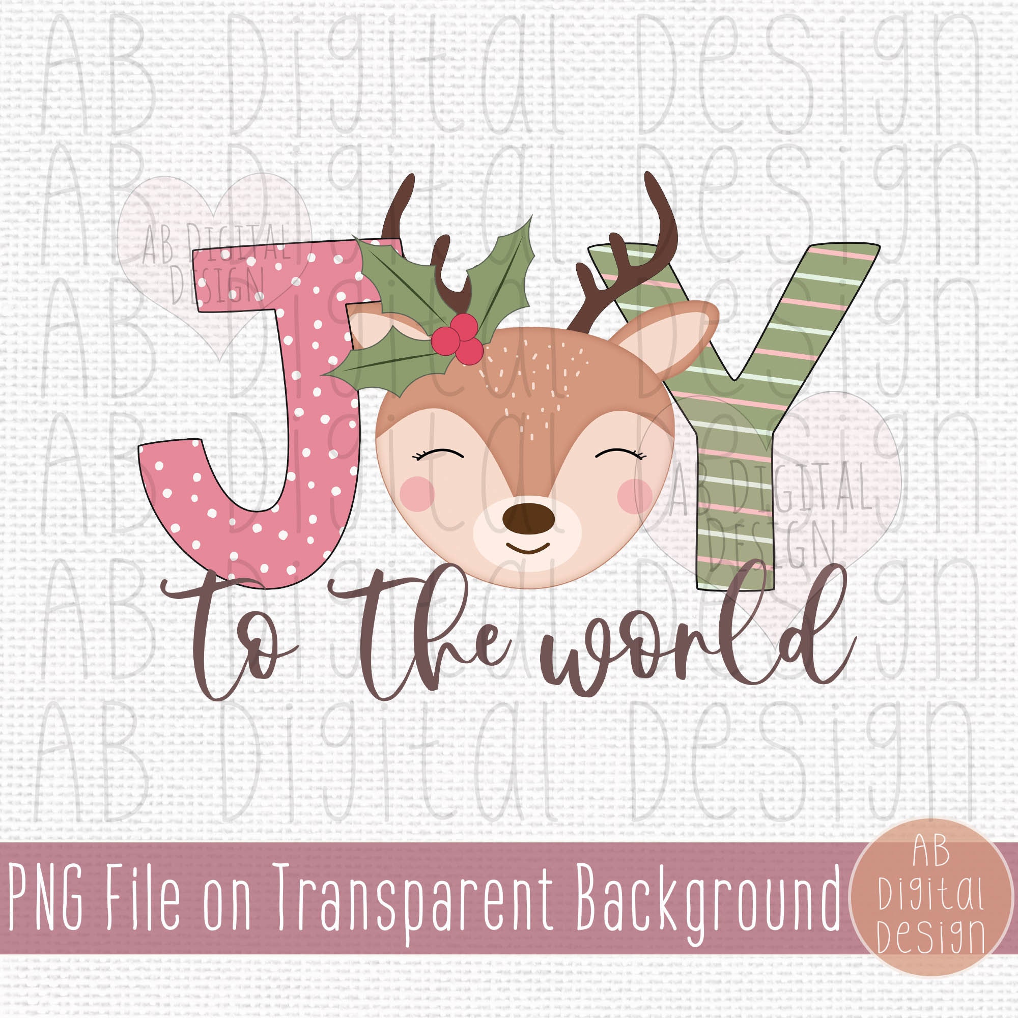 Cute Christmas Reindeer PNG | Sublimation Design | Joy to the World ...