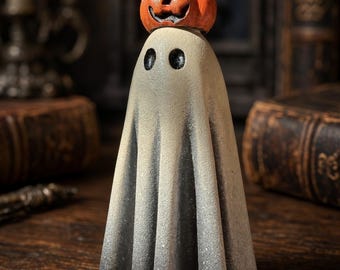 Pumpkin-Head Ombre Ghost ~ Ghost Figure, Ghost Ornament, Gift, Gothic, Spooky, Dark Academia, Home Decor, Halloween