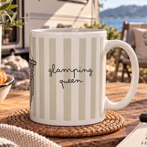 Glamping Queen | Camping Tasse Glamping | Kaffeetasse Camper | Geschenk für Camperinnen | Wohnwagen Camping Geschenk I Geschenk für Camping