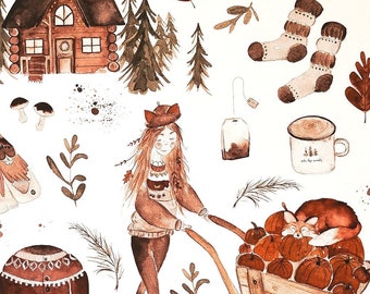 Herbst Poster Fuchs Wald DIN A4 Wandbild Waldtiere