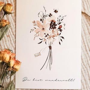 Carte de voeux bouquet de fleurs merveilleux anniversaire grand-mère maman petite amie enseignant papeterie