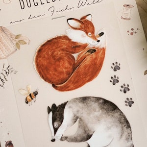 Bügel Bilder Bogen Fuchs Dachs Waldfreunde Aufbügelbilder DIY Upcycling Kinder Bekleidung