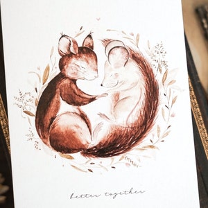 Grußkarte mit Eichhörnchen und Maus Motiv Liebe Pärchen Freunde