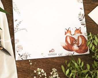 Briefpapier notitieboekje baby vos familie bosdieren verliefde bijen DIN A4