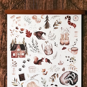Poster Waldtiere Kinderzimmer Bild Papeterie Deko