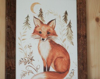 Poster Fox Forest Moon Wall Picture Home Decoration Children's Room Picture Forest Animal Print