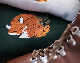 Fox sweater with cute embroidery, unisex