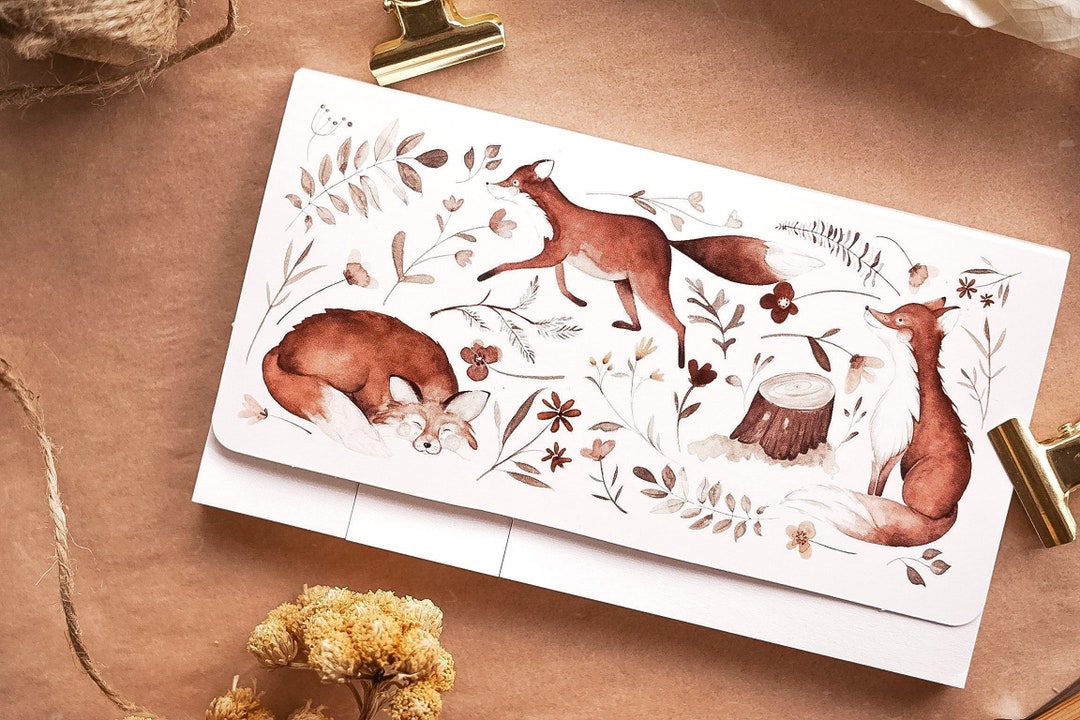 Fox Notepad Sticky Notes Forest Motif Stickers Forest Animals ...