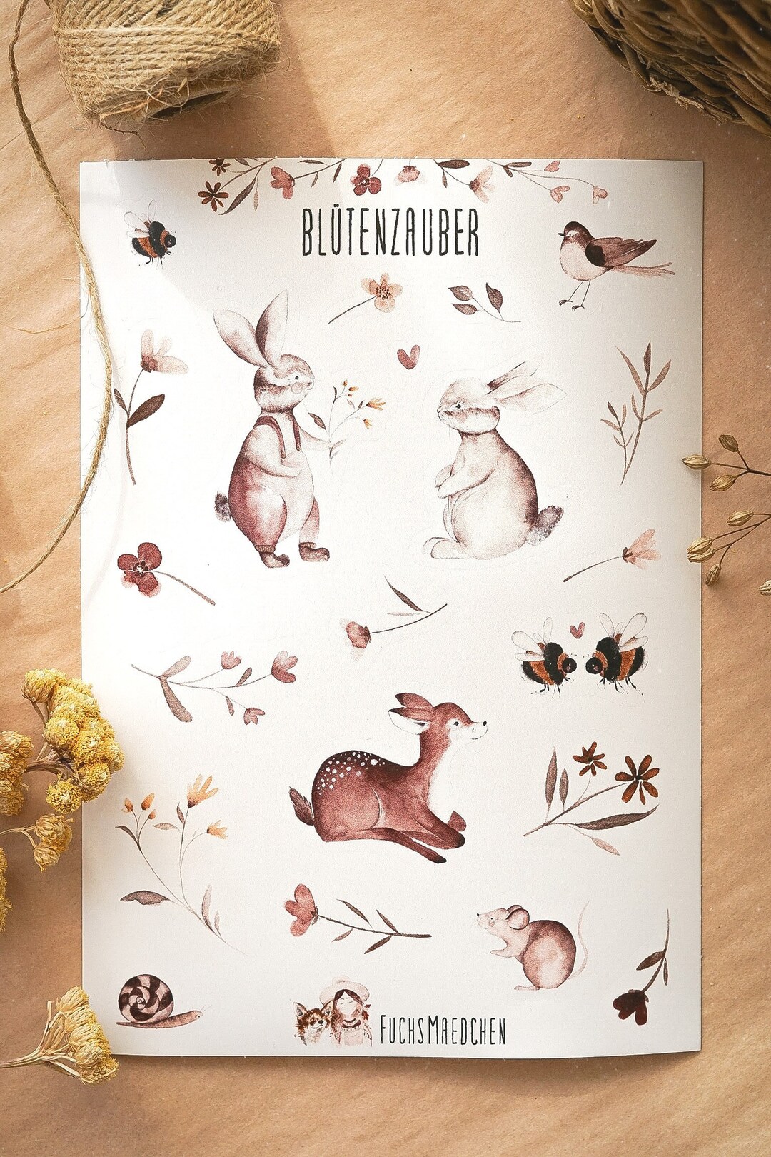 A5 Rabbit Sticker Sheet DIN A5 Rabbits Forest Animals Deer Bees Love Rabbits - Etsy