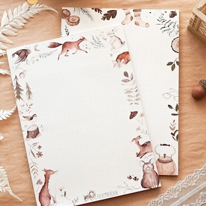 Conjunto de bloco de notas DIN A5 papel de escrita raposas floresta animais presente papelaria