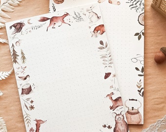 Bloc de notas A5 papelería zorros bosque animales del bosque regalo