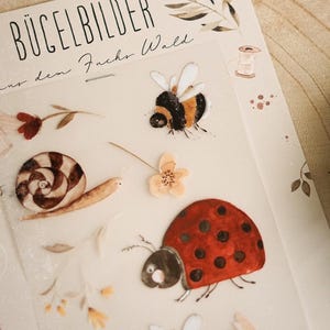 Arkusz do prasowania z motywem biedronki, pszczół, trzmieli i ślimaków, upcykling ubranek dziecięcych DIY