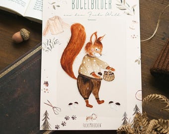 Iron-on pictures sheet squirrel in the fox forest iron-on squirrel mushrooms autumn motifs for children's clothing DIY iron-on stickers