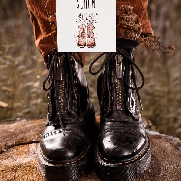 Dankeschön Grußkarte Postkarte Dr Martens Boots Blumen