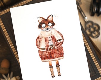 Fox Coffee Coffee Date Fox Card Postcard Couple