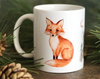 Fox Coffee Mug Fox Cup Moon Forest