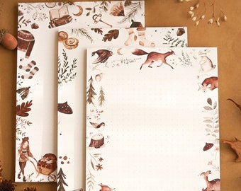 Notizblock Wald Fuchs Autumn Winter Notepad Notizen Set