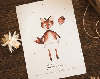 Children's birthday fox birthday invitation
