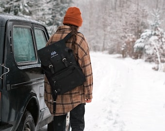 Sac à dos vintage forêt brodé noir