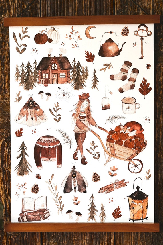 Herbst Poster Fuchs Wald DIN A4 Wandbild Waldtiere