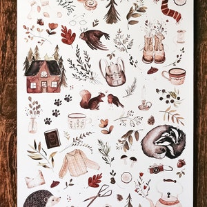 Affiche imprimée pour chambre d'enfant, affiche d'objets cachés, promenade en forêt image 1