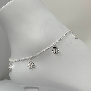 925 Sterling Silver Anklet, Dainty Anklet with Sea life Charm Anklet, Adjustable Minimalist Silver Anklets for Women, Gift For Her
