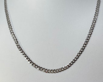 925 Sterling Silver 4mm Solid Curb Link Chain. RH Curb Chain. Gift For Him. Choices 18'',20",22",24". Curb Link Chain For Men.