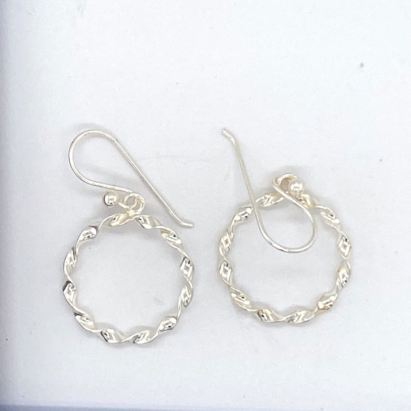 925 Sterling Silver Earrings , Twisted French Wire Hoop Earring, Sterling Silver Minimalist Earrings| Best Holidays Gift