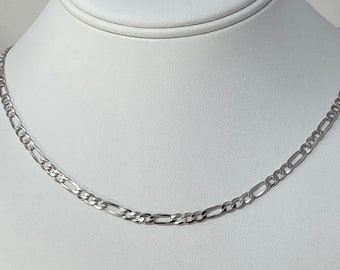 925 Sterling Silver 3.5mm Solid Figaro Link Chain For Men. RH Figaro Chain. Gift for Him. Choose from 18'',20",22",24". Figaro Chain for Men