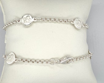 Sterling Silver Bracelet, Handmade Cherub Angel Bracelet. Sterling Silver Stationed  Cherub Angel Bracelet.| Best Gift. 7.5&#39;&#39;