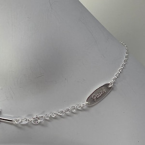 925 Sterling Silver Anklet, Sterling Silver Anklet With Cross and Faith,Sterling Silver Minimalist Anklet, Rolo Anklet Gift for Her