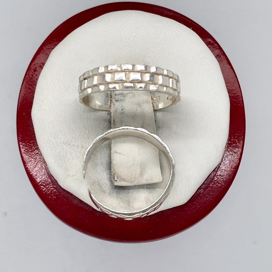 925 Solid Sterling Silver Toe Ring, Checkers Design Adjustable Toe Ring ...
