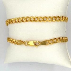 Sterling Silver Bracelet, Gold Charm Bracelet, 18k Gold Plated Sterling Silver 5mm Charm Bracelet. Minimalist Bracelet Made in Italy