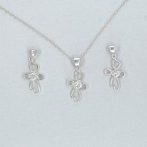 925 Sterling Silver Heart Cross Pendant. Decorated With Round Diamond CZ Stone Cross Pendant, Silver Cross Necklace, Cross Necklace Charm.