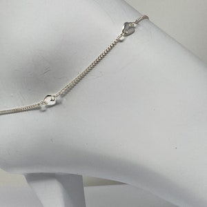 925 Sterling Silver Anklet, Heart Anklet, Adjustable Stationed Heart Minimalist Anklet with 925 Sterling Silver Amethyst Filigree Toe Ring.