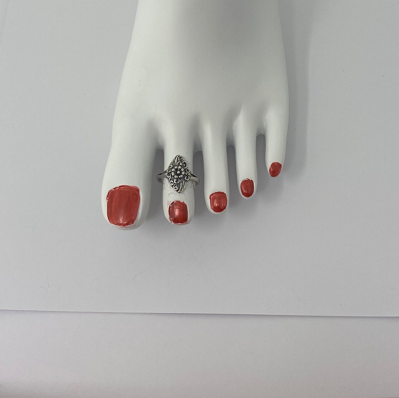 925 Solid Sterling Silver Toe Ring, Antique Toe Ring With Design ...