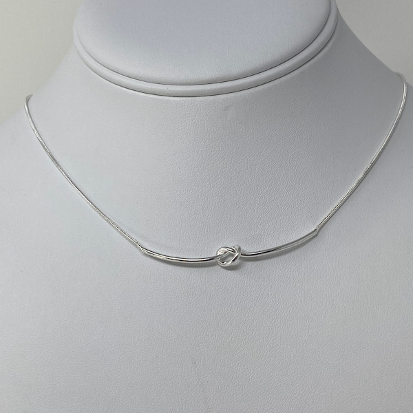 925 Sterling Silver Love Knot Necklace. Sterling Silver Love Knot Snake Chain Necklace With or Without Extension.| Best Holidays Gift