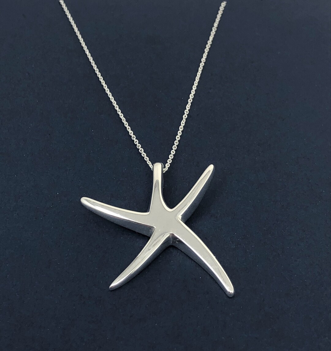 925 Sterling Silver Necklace, High Polish Starfish Pendant Necklace ...