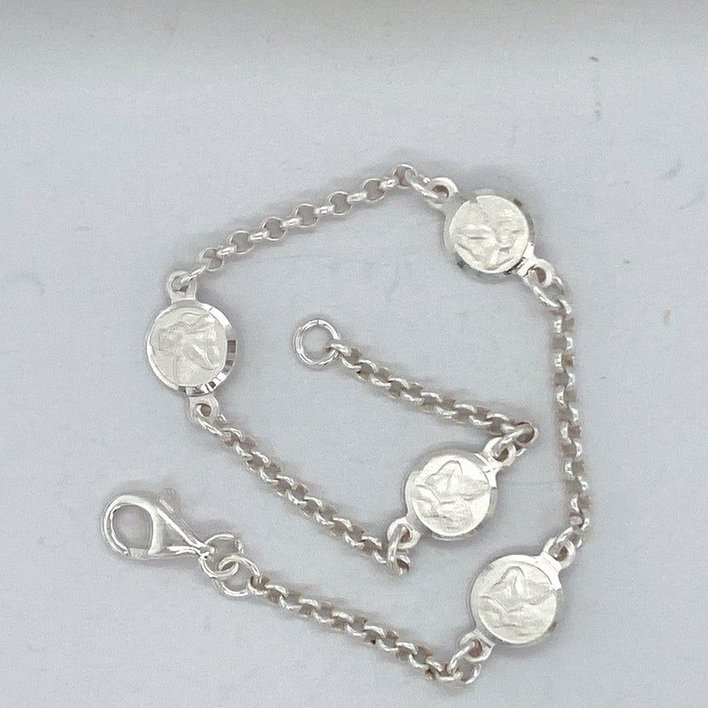 Handmade Cherub Angel Bracelet Sterling Silver Stationed Cherub Angel Bracelet. Sterling Silver Bracelet