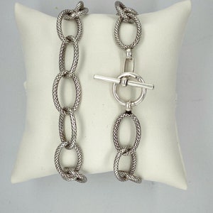 Sterling Silver Bracelet, Oxidized Large link Toggle Bracelet, Cross Design Toggle link Bracelet, Minimalist Bracelet Made in Thailand
