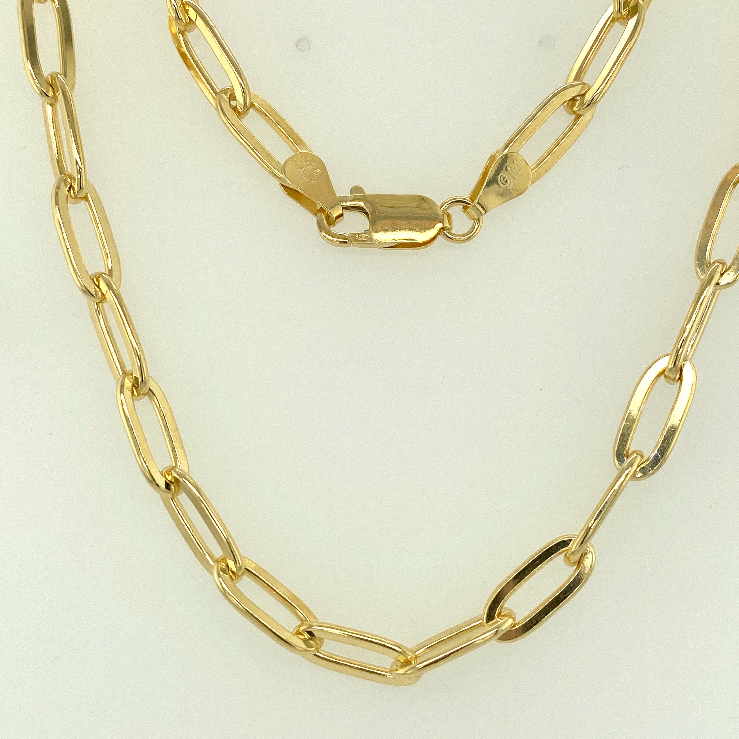 925 Vermeil 14kt Paper Clip Chain. 5.7mm Gold Paper Clip Etsy UK